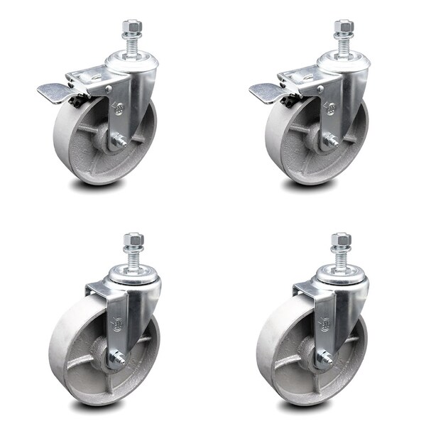 Service Caster 5 Inch Semi Steel Wheel Swivel 1/2 Inch Stem Caster Total Lock Brake SCC, 2PK SCC-TSTTL20S514-SSS-M1215-2-S-2 - main